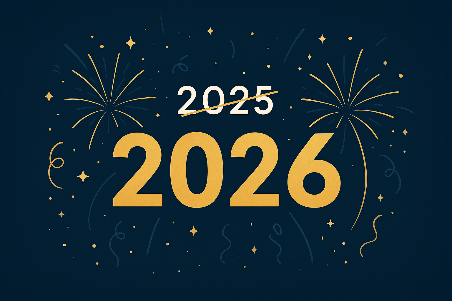 Vuosi 2025 jää taakse, ja edessä avautuu puhdas, kirkas alku. Kiitos kuluneesta vuodesta – nyt on aika juhlia, uudistua ja suunnata kohti uusia tavoitteita.